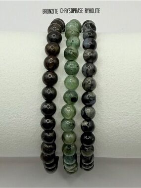 Happiness Emotional Healing Bronzite, Chrysoprase & Rhyolite Stackable Bracelets